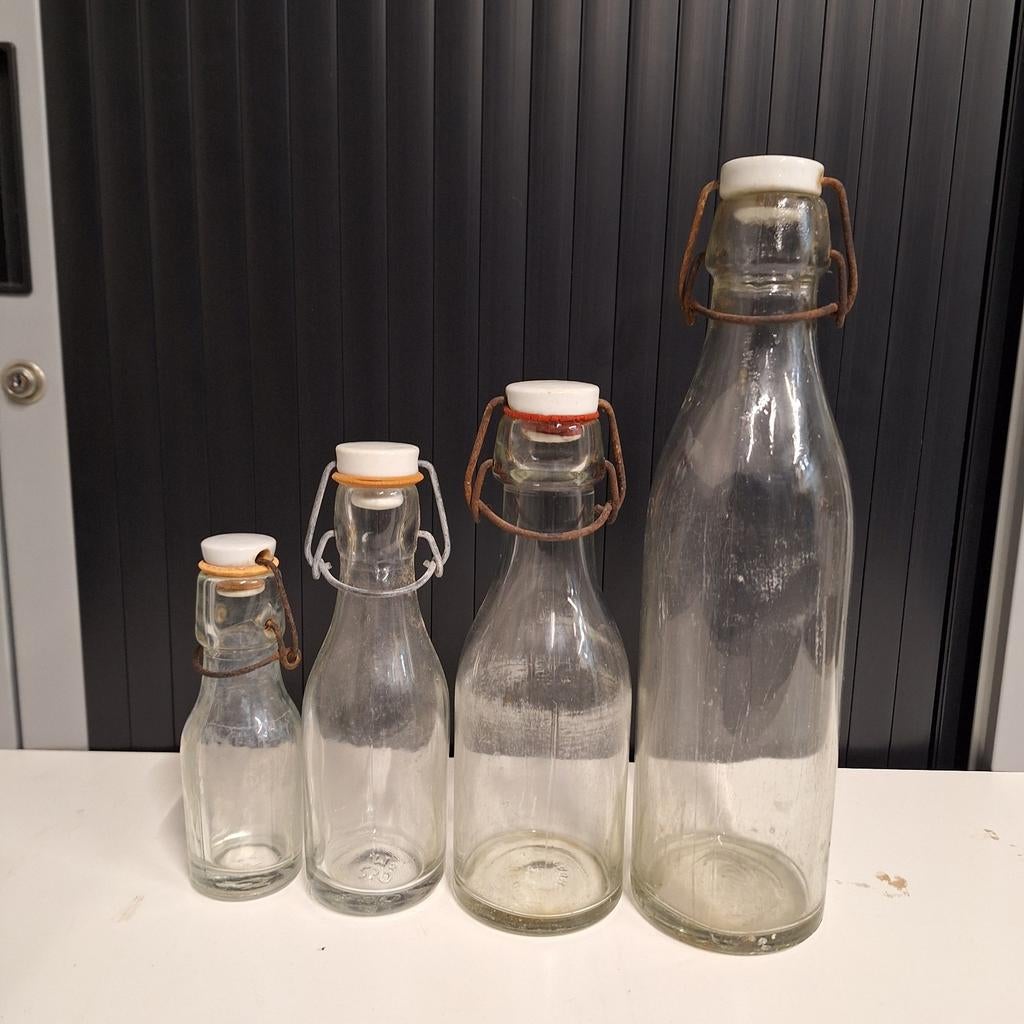 Vintage Beugel melkflessen Set periode 1930-1930, Antiek en Kunst, Ophalen of Verzenden