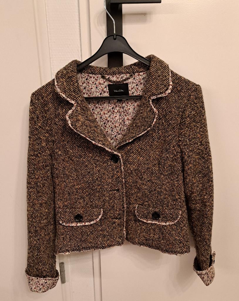 Vanilia tweed colbert kort model - S, Kleding | Dames, Bruin, Vanilia, Ophalen of Verzenden, Zo goed als nieuw