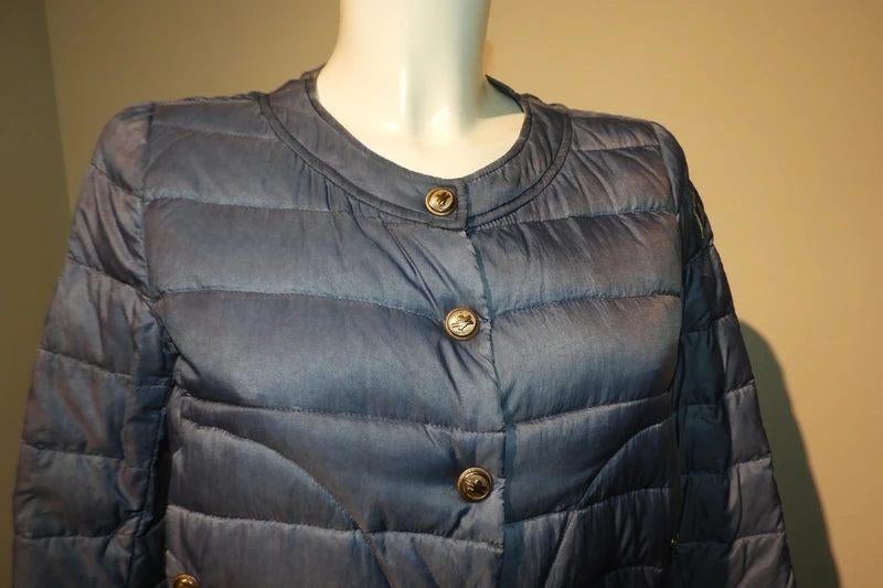 Moncler grenoble dons jas blauw gouden merk drukkers S, Blauw, Moncler, Ophalen of Verzenden, Zo goed als nieuw