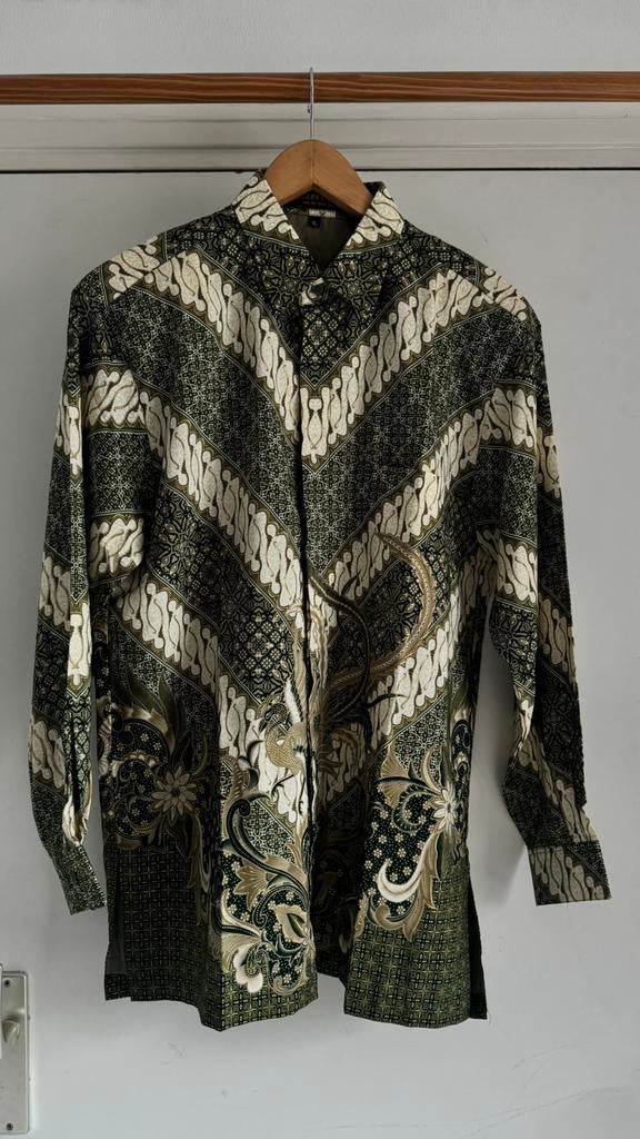Vintage Batik Shirt | Origineel uit indonesië, Kleding | Heren, Overhemden, Ophalen of Verzenden, Gedragen, Halswijdte 43/44 (XL)