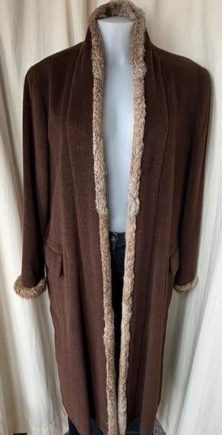 Jas bruin met bont 40/42, Ophalen of Verzenden, Nieuw, Maat 42/44 (L), Bruin