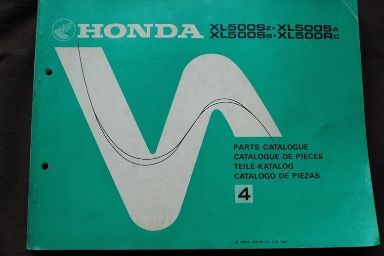 Honda XL500 Sz Sb Sa Rc 1981 motorcycle parts catalogue, Ophalen of Verzenden, Honda