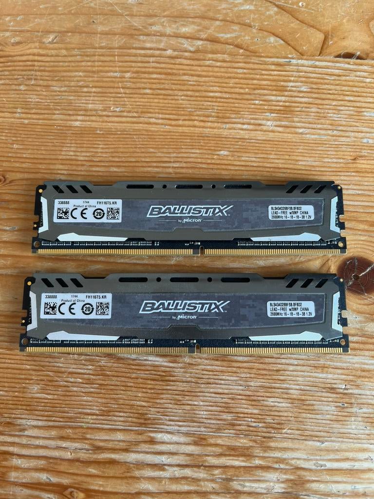 Micron Ballistix 2x4GB DDR4 2666mhz, Computers en Software, RAM geheugen, Ophalen of Verzenden, Zo goed als nieuw, DDR4, Desktop