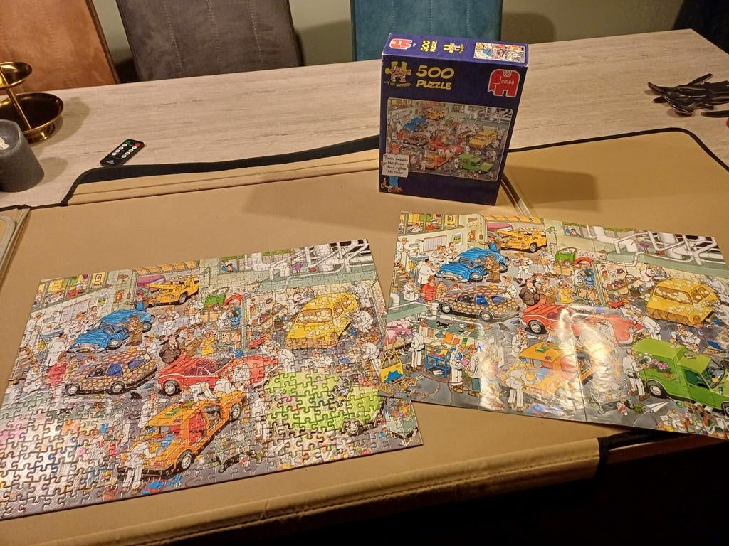 Jan van Haasteren - In de Autospuiterij - 500 stukjes, Ophalen of Verzenden, 500 t/m 1500 stukjes, Gebruikt, Legpuzzel