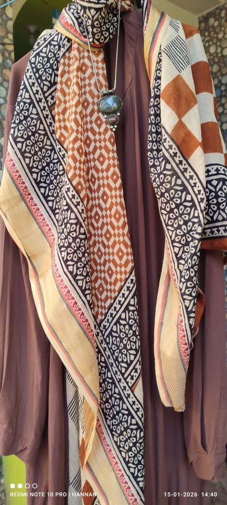 Boho sjaal/sarong van katoen met blockprint. Made in India, Kleding | Dames, Ophalen of Verzenden, Nieuw, Overige kleuren, Overige typen