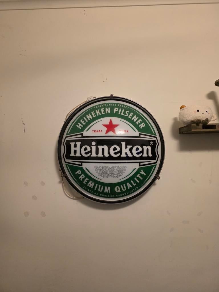 Heineken Gevelbord met Verlichting 80x80cm, Verzamelen, Biermerken, Ophalen