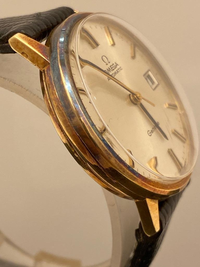 Omega Automatic Genève Date 14 Karaat Goud, Sieraden, Tassen en Uiterlijk, Horloges | Antiek, Met bandje, Polshorloge, Omega, Goud