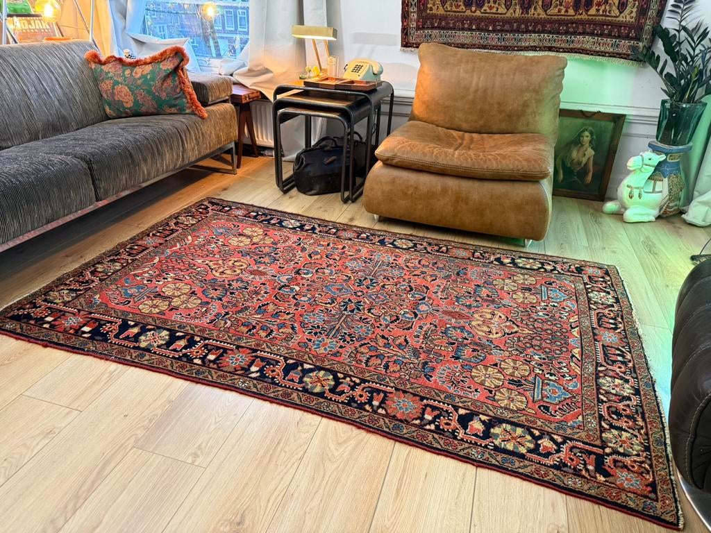 Handgeknoopt vintage Sarouk tapijt,  professioneel gereinigd, Gebruikt, Handmade vintage handknotted persian oriental design carpet rug
