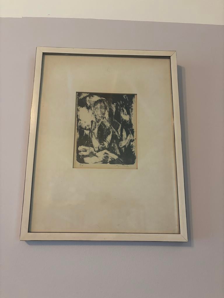 Abstracte gesigneerde ets, Ophalen of Verzenden