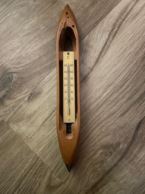 Decoratieve thermometer van houten weefspoel, Antiek en Kunst, Ophalen of Verzenden