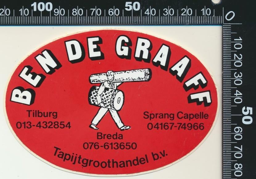 Sticker: Ben de Graaf Tapijtgroothandel - Tilburg, Ophalen of Verzenden, Zo goed als nieuw, Bedrijf of Vereniging