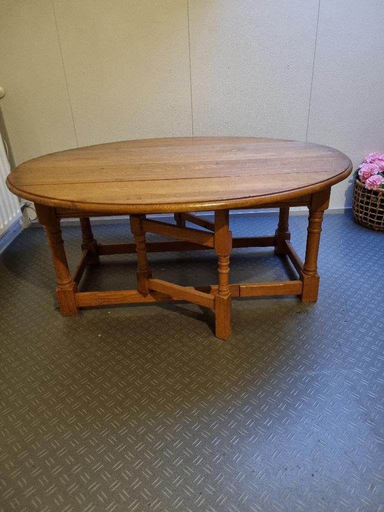 Salontafel Engelse hangoortafel, Ophalen, Gebruikt, 50 tot 75 cm, Eikenhout