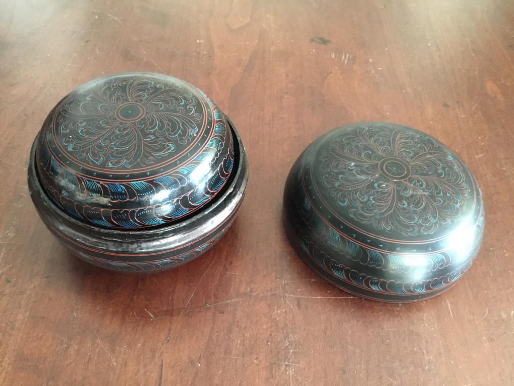 Antieke papier-mache nestdoosjes, Ophalen of Verzenden