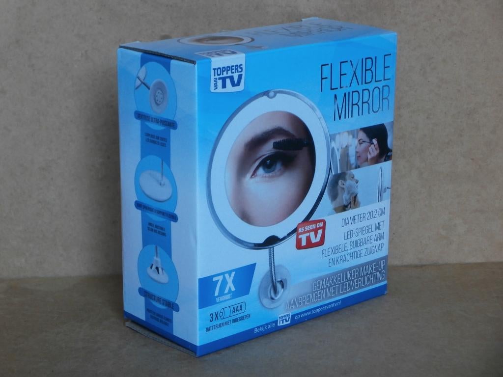 Make up spiegel met led verlichting 7x vergroot mirror, Ophalen of Verzenden, Nieuw, Gehele gezicht, Toebehoren