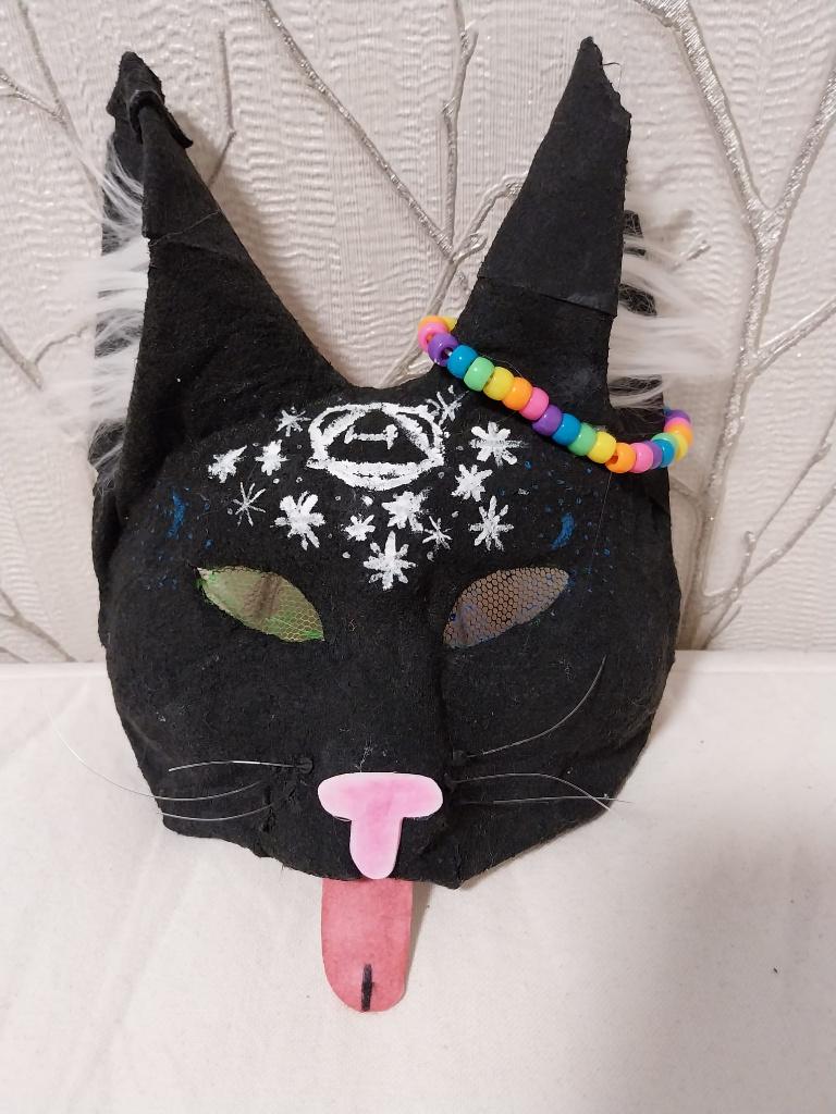 Therian Cat Mask (Black) - Magnetic Detachable Tongue, Ophalen of Verzenden, Nieuw, Knutselwerk