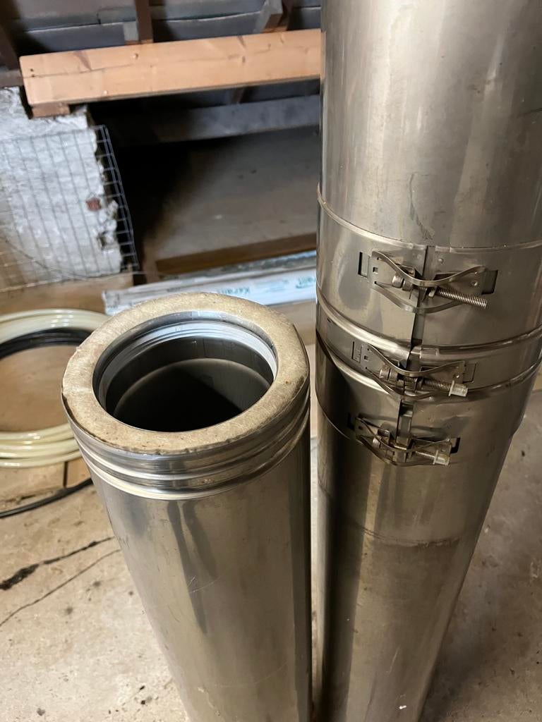 RVS Kachel buis geïsoleerd 3 m., Doe-het-zelf en Verbouw, Buizen en Afvoer, 2 tot 4 meter, Ophalen of Verzenden, Zo goed als nieuw