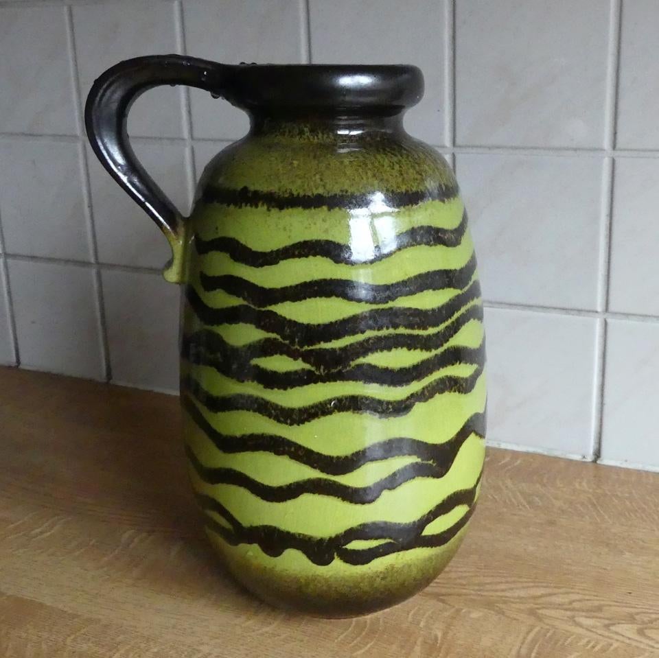 Scheurich 484-27 vintage vaas groen zwart West-Germany, Gebruikt, Aardewerk of Porselein, Ophalen of Verzenden, Minder dan 50 cm