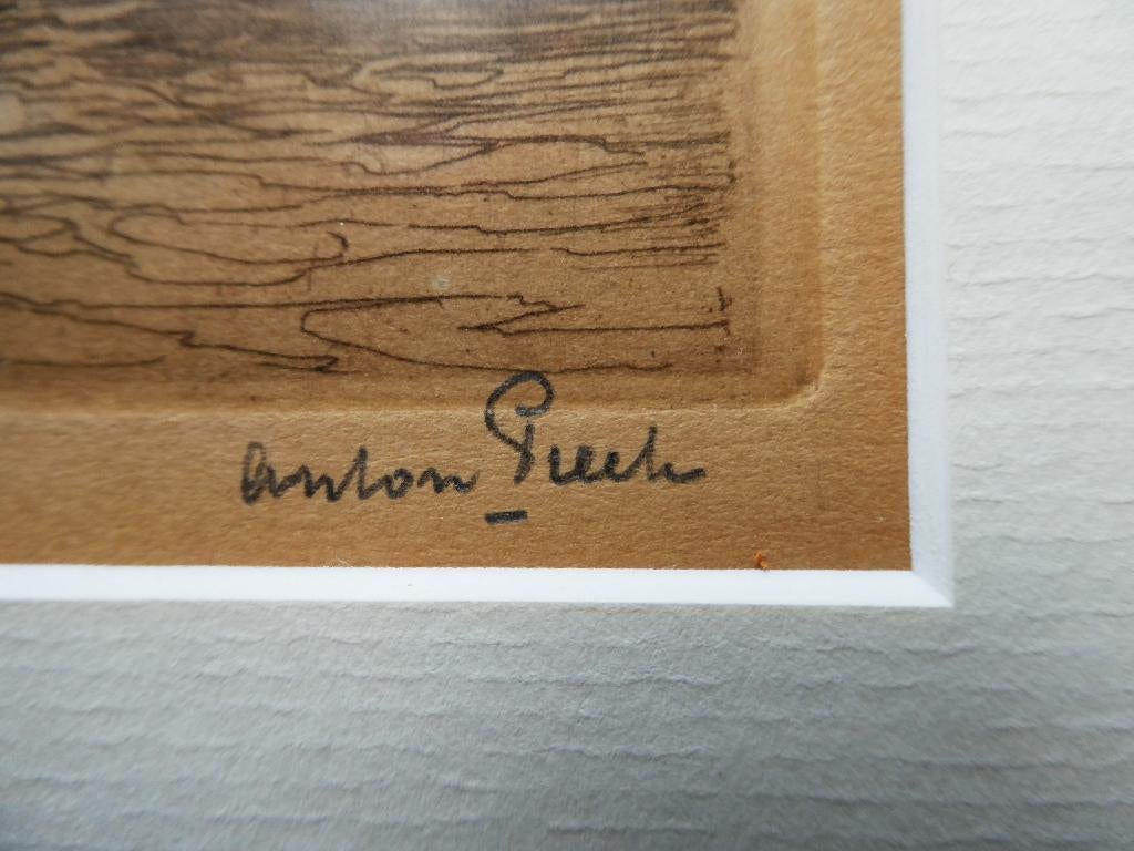 Originele ets Anton Pieck Zuiderkerktoren Amsterdam Gesign., Ophalen of Verzenden