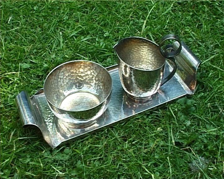 Georg Nilsson voor Gero - verzilverd roomstel op dienblad, Ophalen of Verzenden