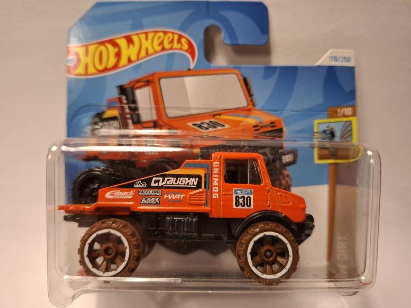 Mercedes Benz UNIMOG 1300 HW Hot Trucks Hot Wheels oranje 3", Ophalen of Verzenden, Nieuw, Bus of Vrachtwagen