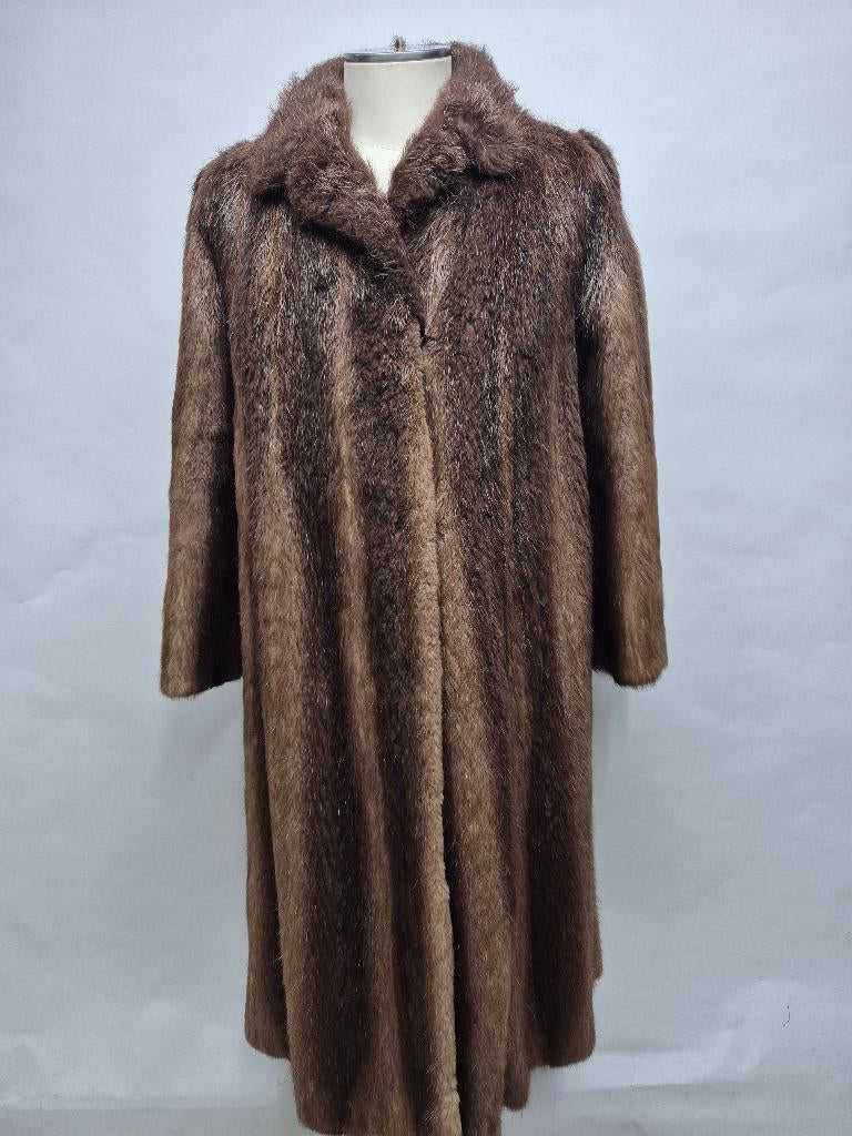 Lange Bontjas Bisam bruin, maat 40/42, Kleding | Dames, Jassen | Winter, Ophalen of Verzenden, Gedragen, Maat 38/40 (M), Bruin