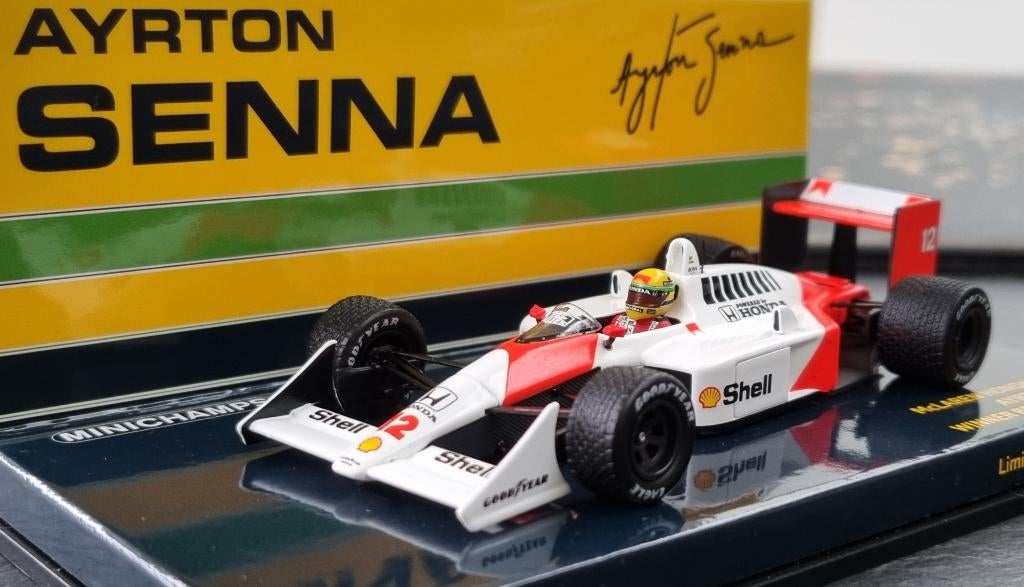 Minichamps McLaren MP4/4 Ayrton Senna 1:43 British GP 1988, Ophalen of Verzenden, Nieuw, Auto, MiniChamps