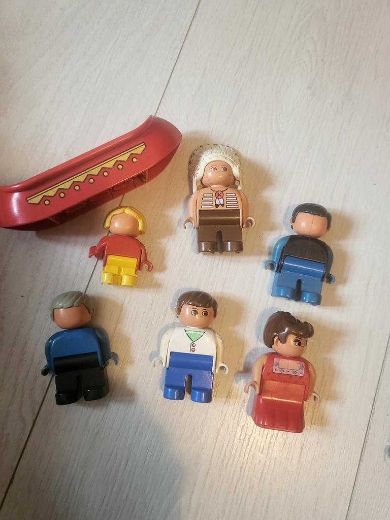 Vintage Duplo poppetjes, indiaan en boot, Ophalen of Verzenden, Gebruikt, Duplo