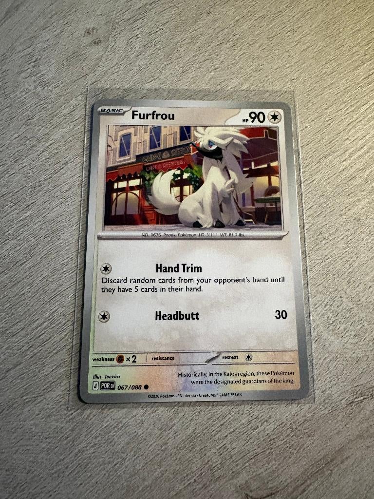 Furfrou 067/088 Perfect Order - Pokémon Kaart, Ophalen of Verzenden, Nieuw, Losse kaart