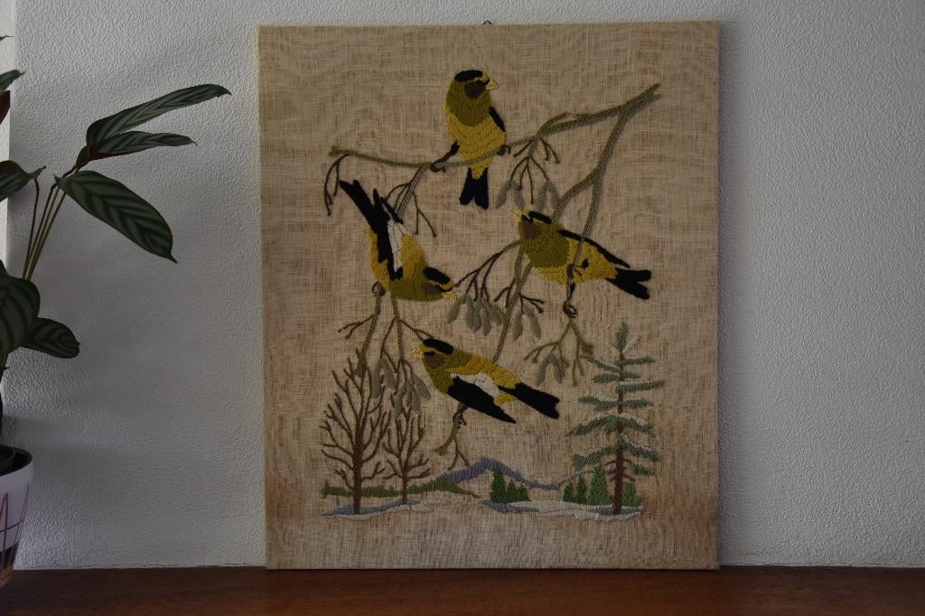 Vintage Vogel Wanddecoratie  (handwerk), Ophalen, Gebruikt, Textiel, Handgemaakt