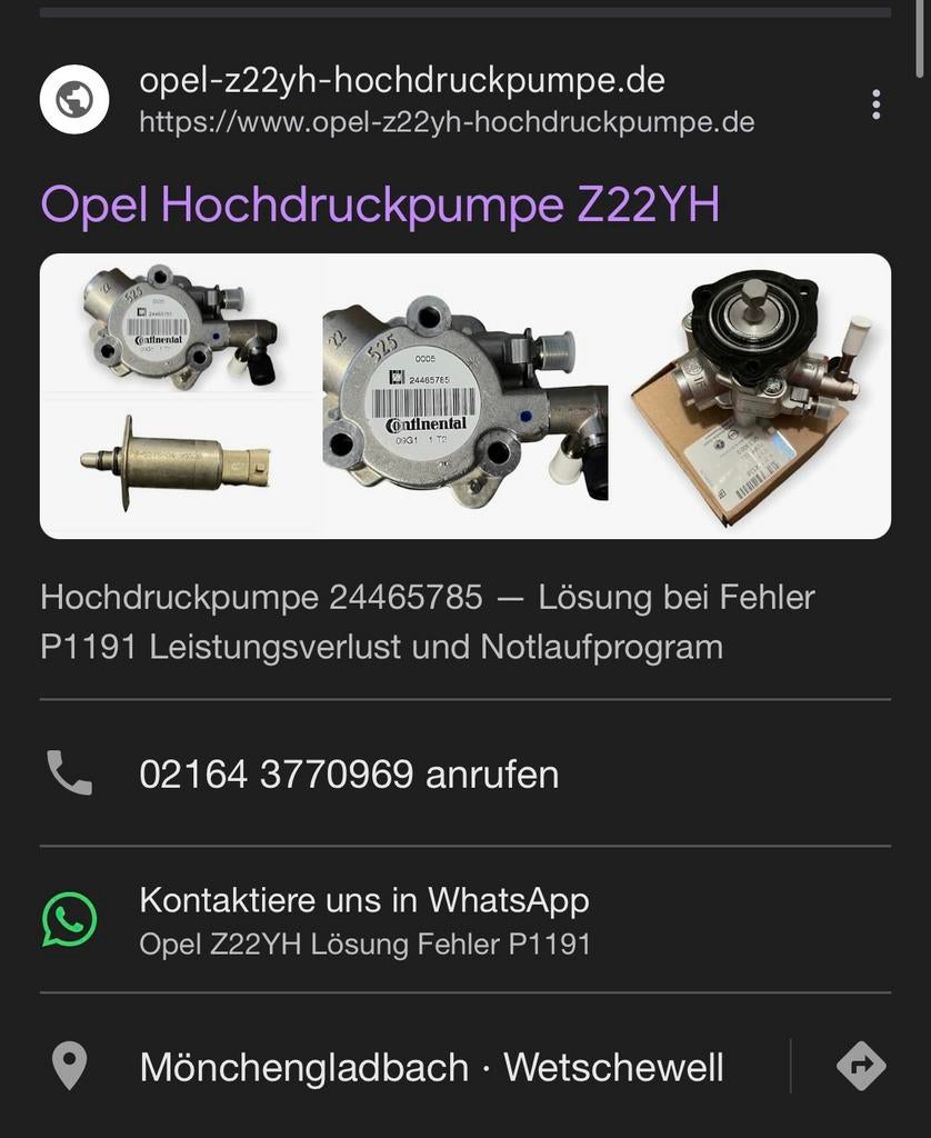 Nr.1 in Europa Z22YH Opel Hogedrukpomp 2.2 Direct 24465785, Ophalen of Verzenden