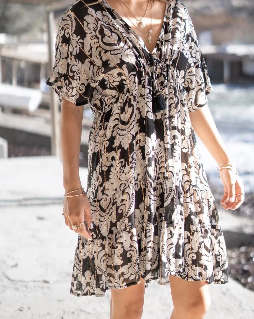 Ibizamode Jurk Bohemian Ibiza Stijl Barok Patroon XL/XXL, Zwart, Maat 46/48 (XL) of groter, Nieuw, Ophalen of Verzenden