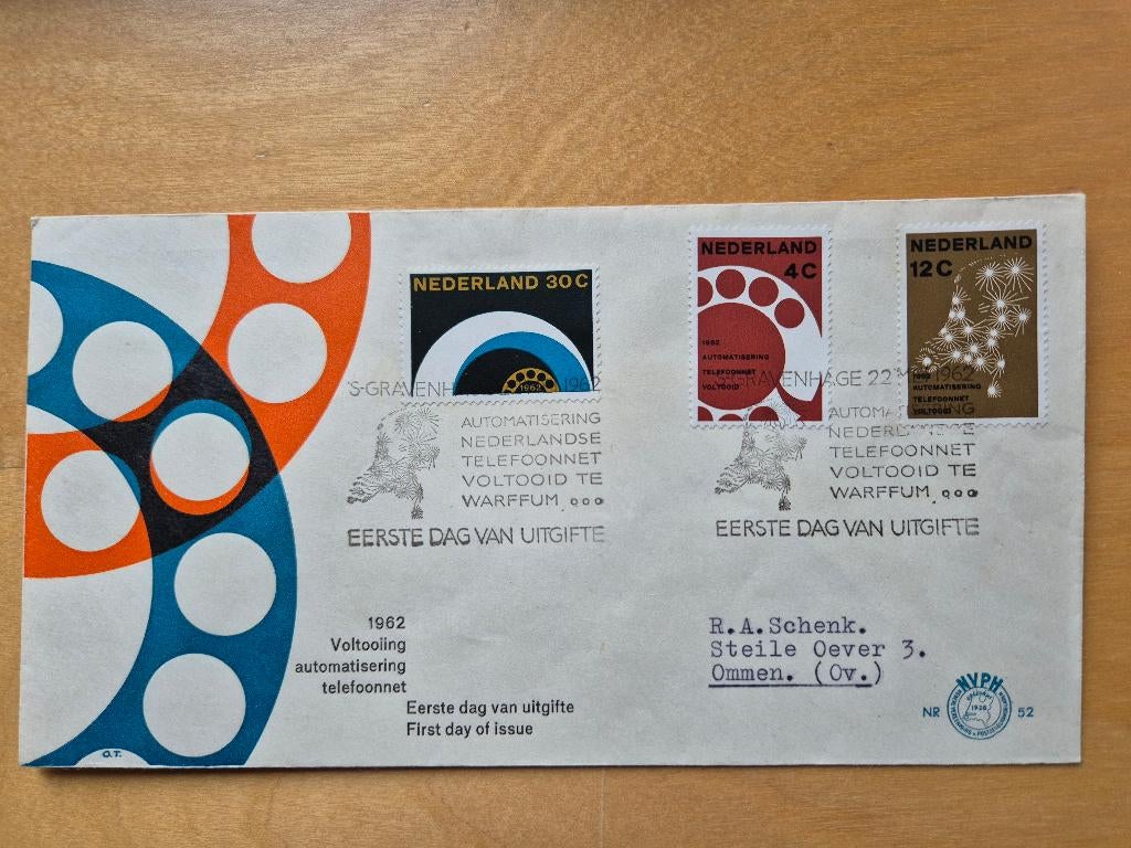 NVPH E52 - nette getypte envelop - 1962 - open - 771-773, Postzegels en Munten, Ophalen of Verzenden, Beschreven, Nederland
