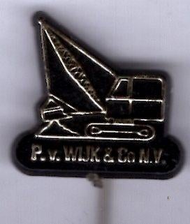 P. v. Wijk & Co n.v. zwart plastic draglines speldje( G_240), Verzenden, Zo goed als nieuw, Transport, Speldje of Pin