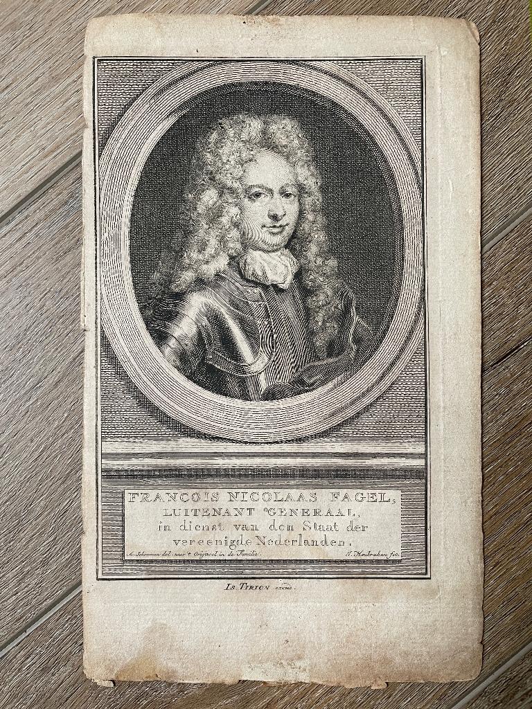 Francois Nicolaas fagel / Houbraken - Tirion - 1730 P0483, Antiek en Kunst, Ophalen of Verzenden, Ets, 1700 - 1799
