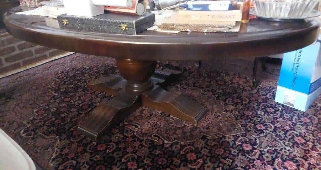 Ovale salontafel notenhouten igs antieke salontafel, Huis en Inrichting, Tafels | Salontafels, Ophalen, Gebruikt, 100 tot 150 cm