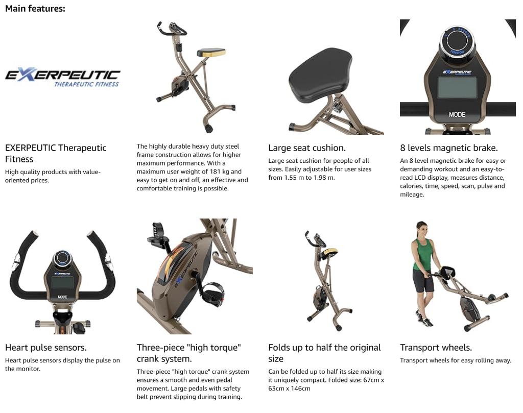 Folding Exercise Bike with Magnetic Brake System, Ophalen, Zo goed als nieuw, Benen, Overige typen