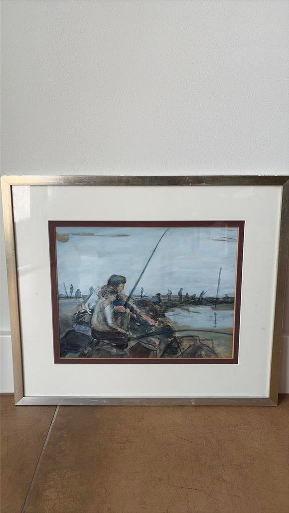 Aquarel Peter Polderman uit 1973 Grevelingen, Antiek en Kunst, Ophalen of Verzenden