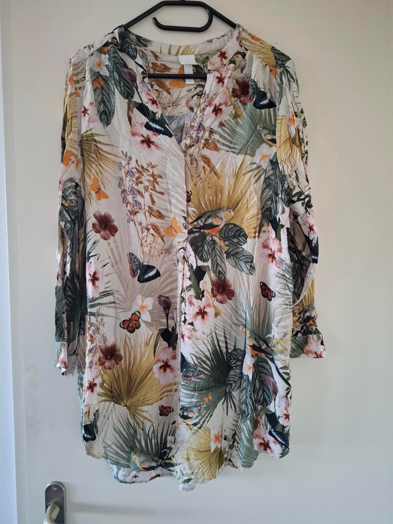H&M blouse maat 40 met tropische print, Maat 38/40 (M), H&M, Overige kleuren, Ophalen of Verzenden