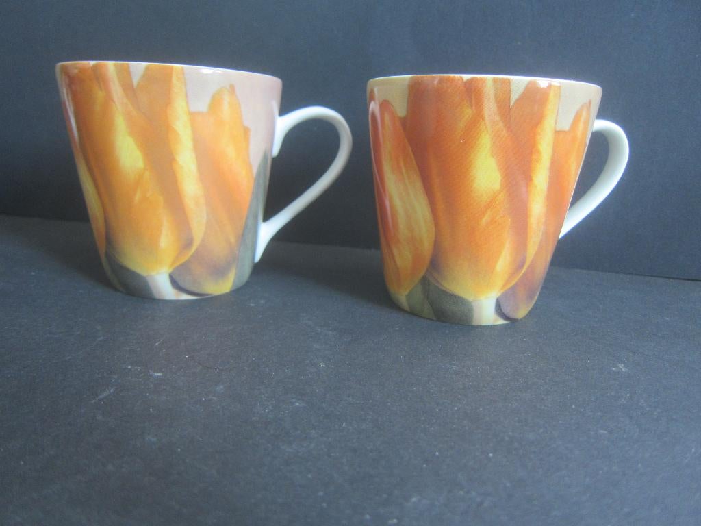 2 Pimpernel Portmeirion 5821 BELLEZZA TULPEN bekers kopjes, Huis en Inrichting, Keuken | Servies, Ophalen of Verzenden, Zo goed als nieuw