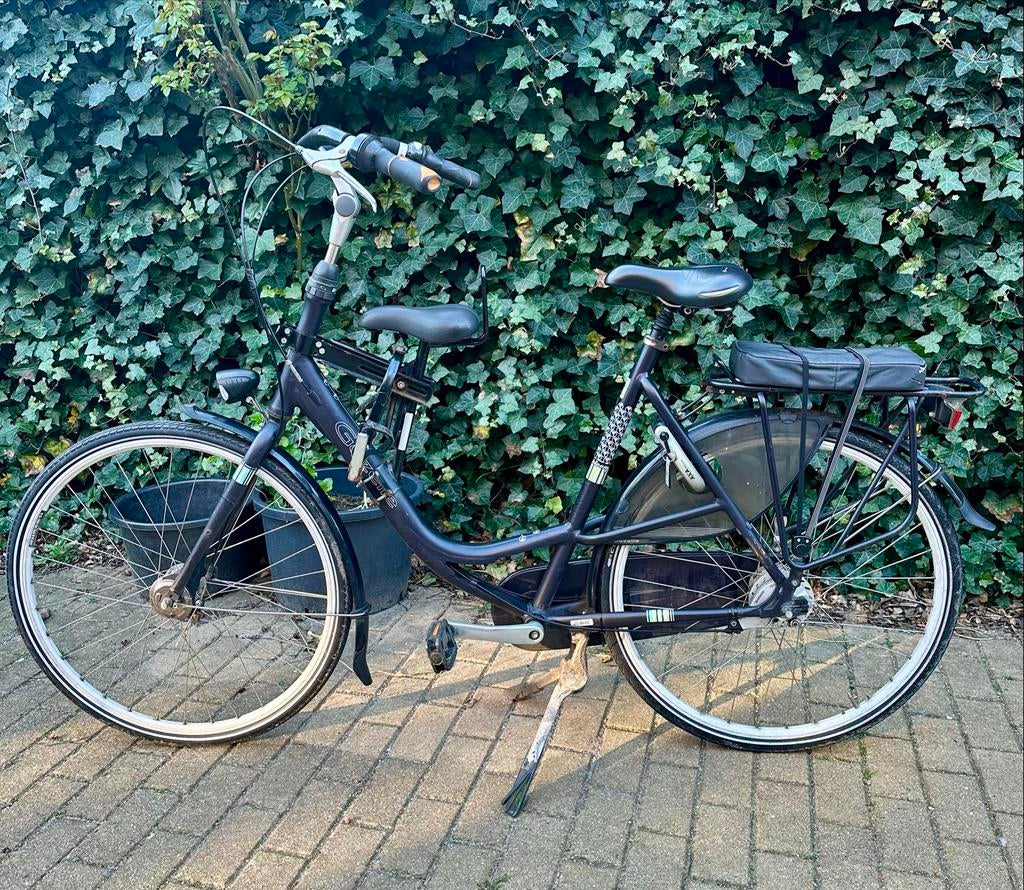 Gazelle Bloom moederfiets met twee zitjes, donkerpaars, Ophalen, 2 zitjes, Gebruikt, Dubbele standaard
