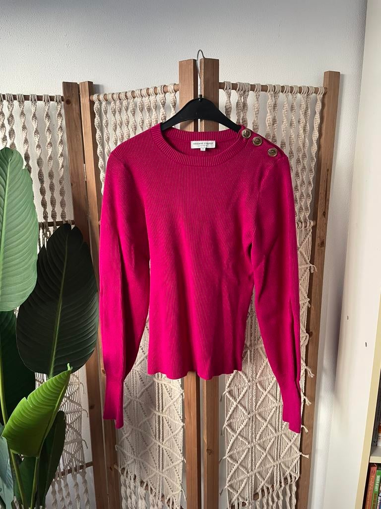 Fabienne Chapot ribbel dunne trui fuchsia roze 38/M, Ophalen of Verzenden, Gedragen, Maat 38/40 (M), Roze