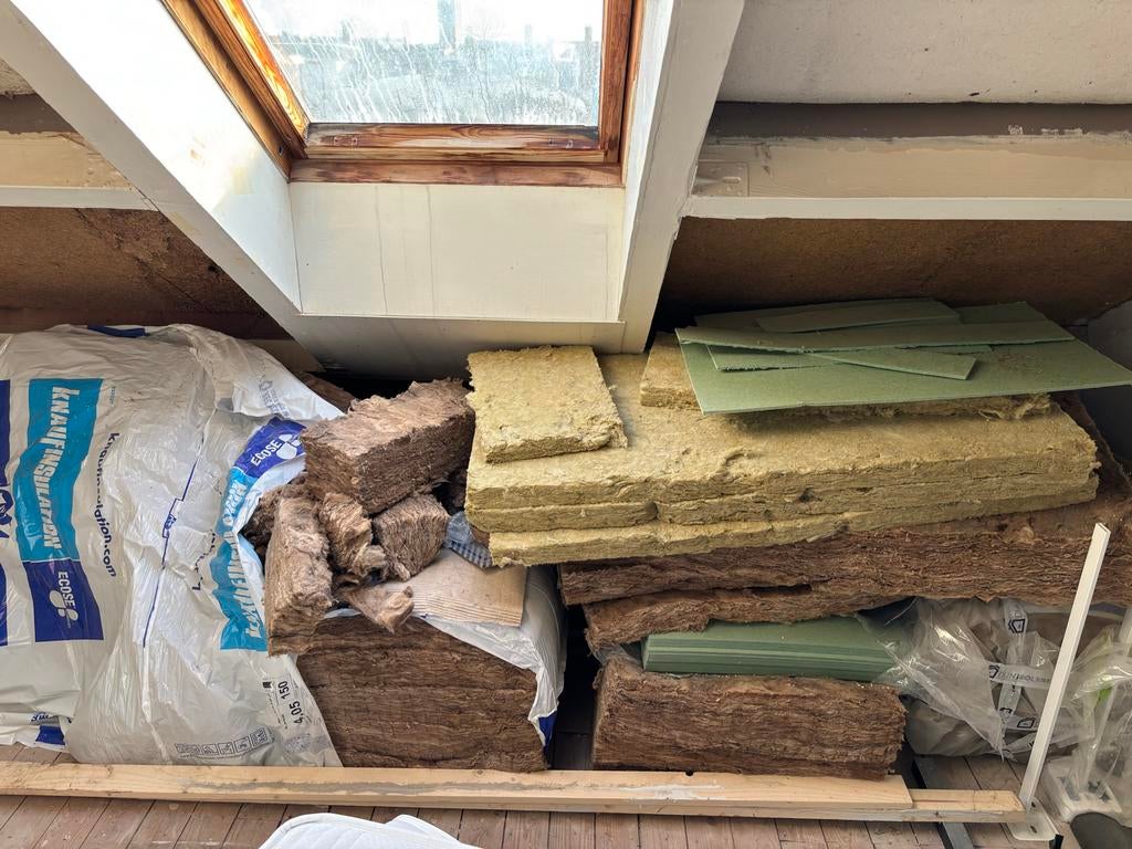 Isolatiemateriaal: Glaswol en Steenwol, Ophalen, Gebruikt, 12 cm of meer, Minder dan 5 m²