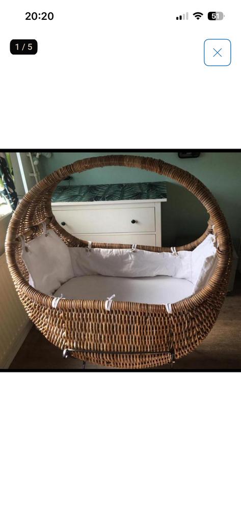 Rotan wieg Celine, Ophalen, Zo goed als nieuw, Wieg