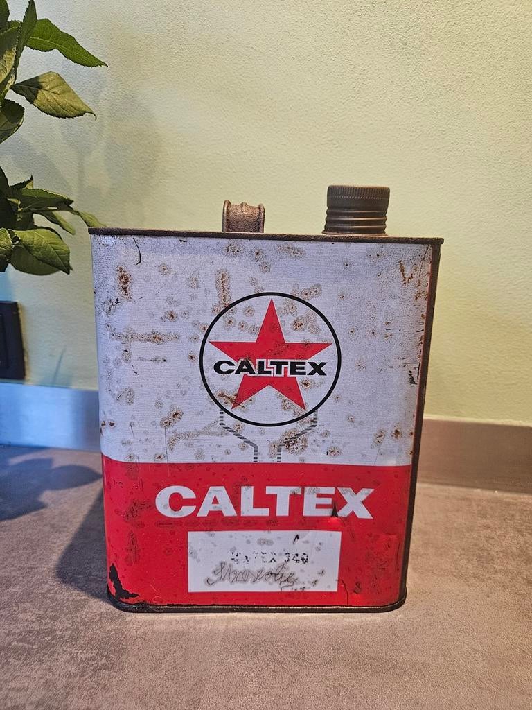 Caltex Olieblik 5 Liter Garage Decoratie, Verzamelen, Blikken, Gebruikt, Overige, Ophalen of Verzenden