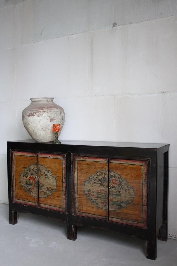 Oosterse Kast Landelijk Uniek Chinees Oud Houten Dressoir, Ophalen of Verzenden, Nieuw, Uniek Werelds Landelijk Oosters Vintage Style Kleurrijk Stoer