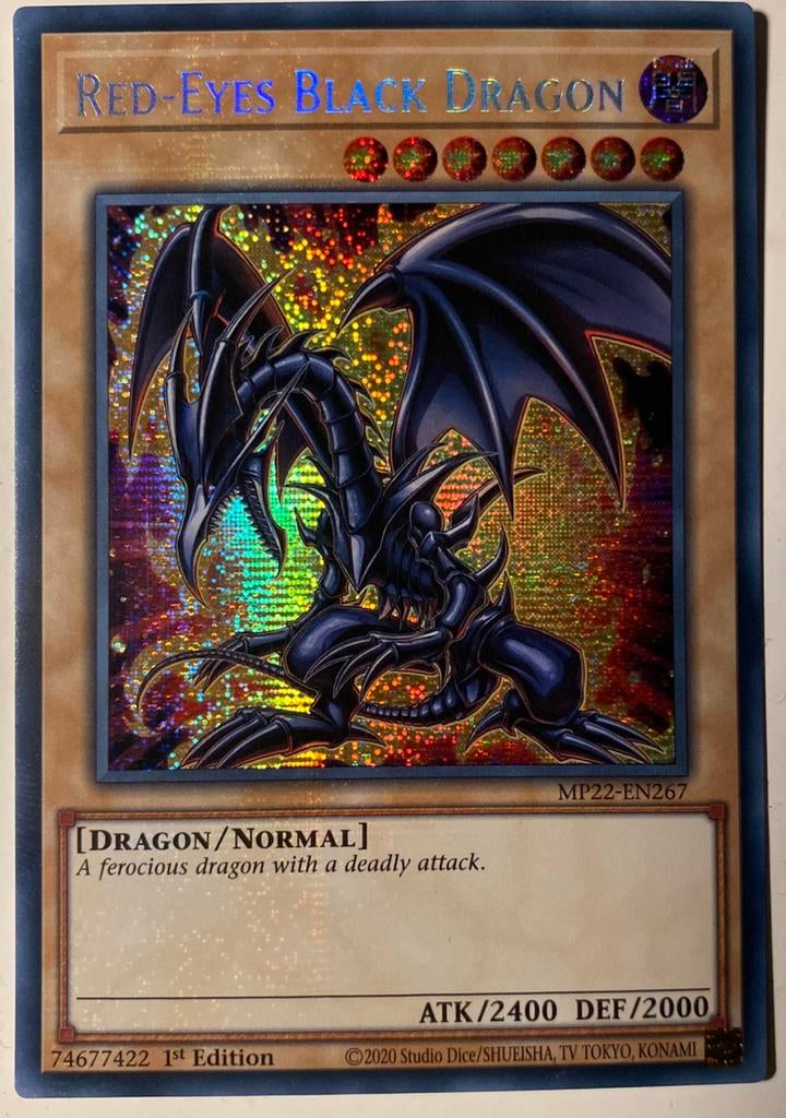 Yu-Gi-Oh! Red-Eyes Black Dragon MP22 1st Edition Foil Bleed, Hobby en Vrije tijd, Verzamelkaartspellen | Yu-gi-Oh!, Ophalen of Verzenden
