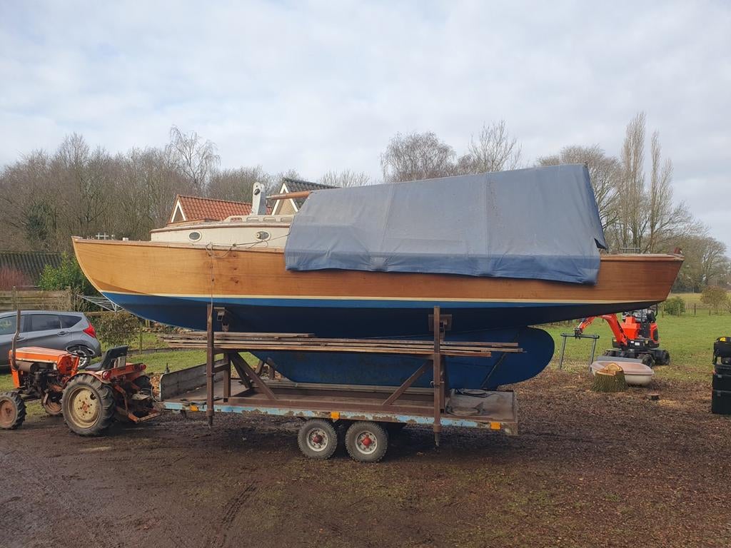 Mahoniehouten Kajuitzeiljacht - 7,5m met massiefhouten mast, Ophalen, Gebruikt, Overige brandstoffen, Tourjacht of Cruiser