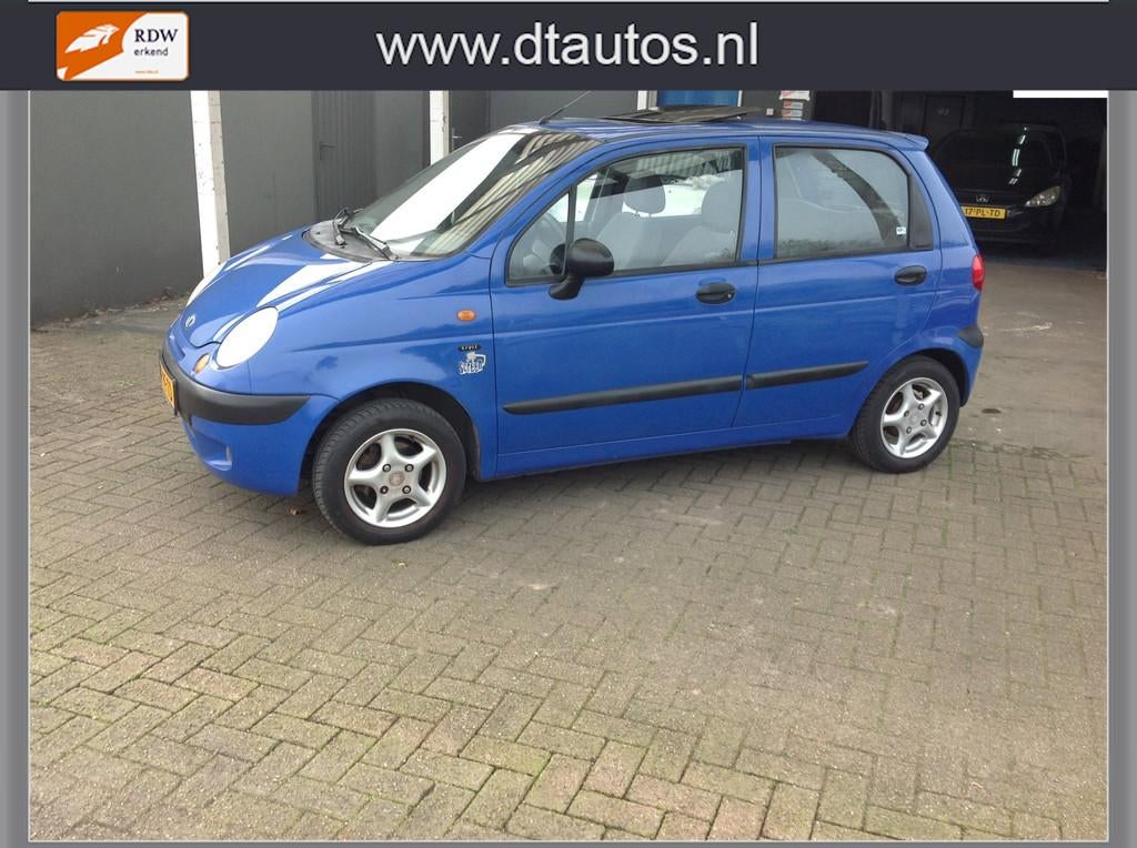 Daewoo Matiz 0.8 Style lager km stand el ramen, Voorwielaandrijving, Gebruikt, Matiz, Blauw