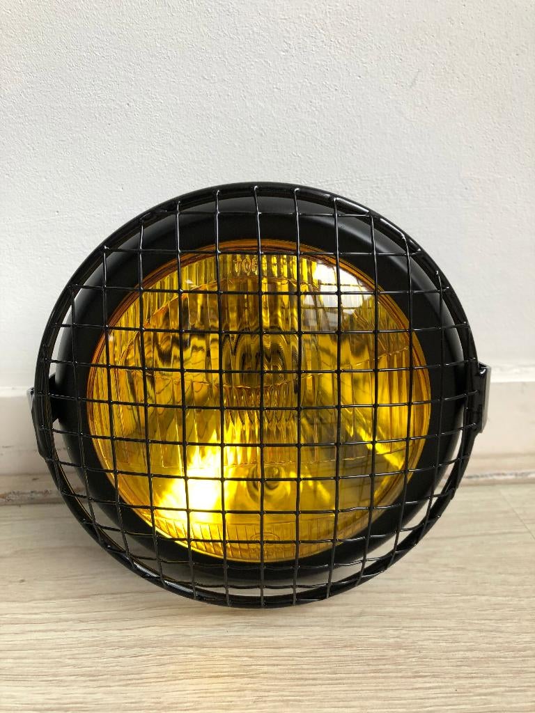 Koplamp geel zwart caferacer bobber scrambler + rooster, Motoren, Ophalen of Verzenden, Nieuw
