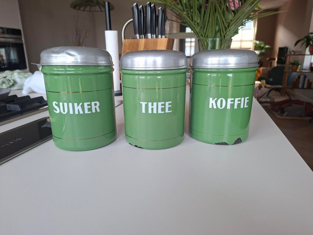 Emaille voorraadbussen groen, Ophalen of Verzenden